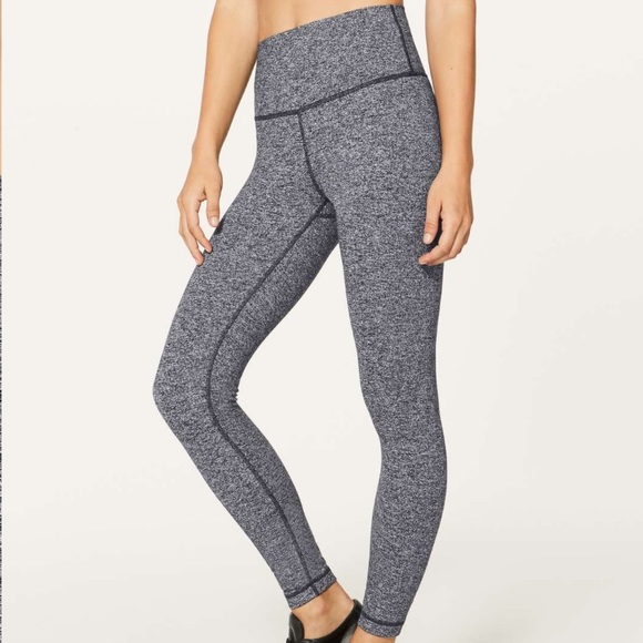 Lululemon Wunder Under 7/8 Leggings Heathered Black Size 4 - Picture 1 of 4